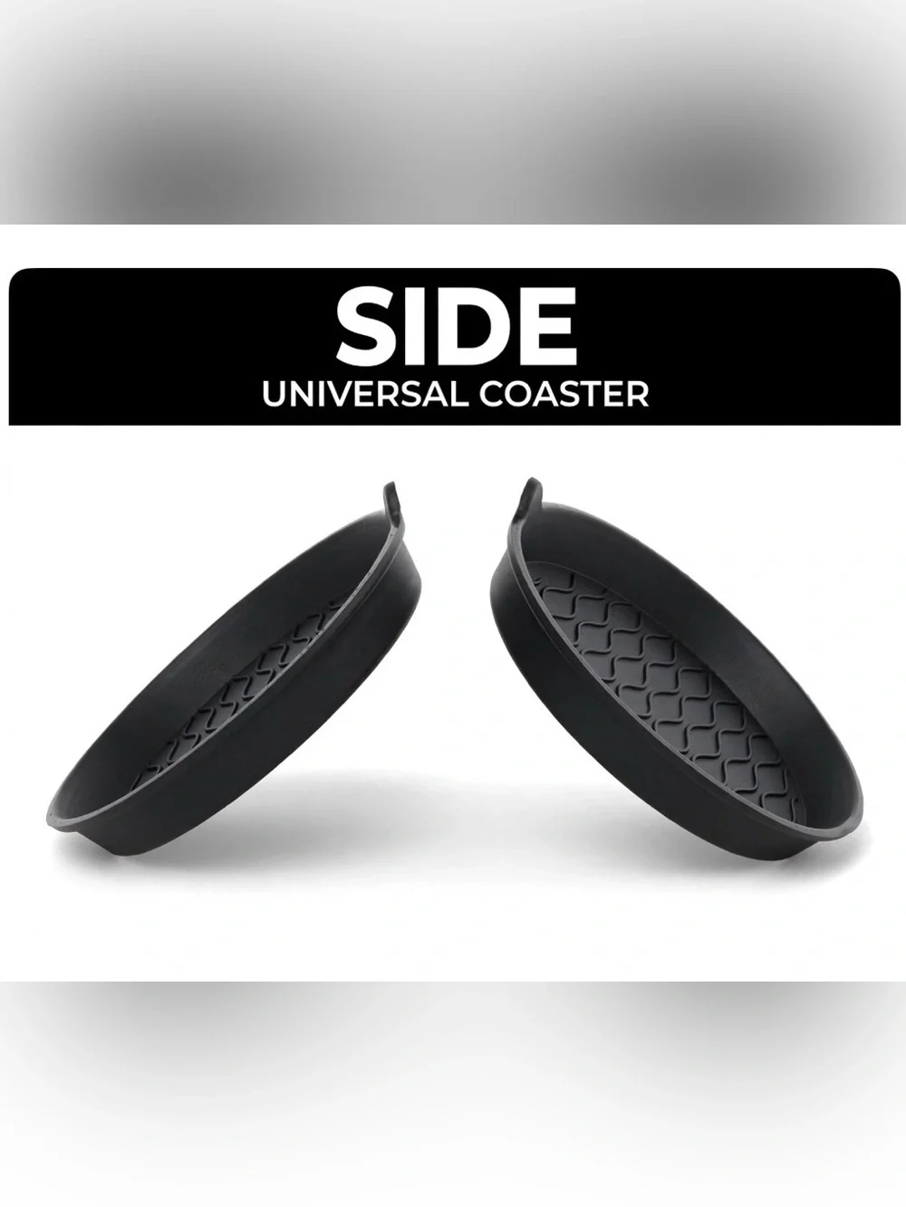 TRI22 Car Coasters for Cup Holders - 2 Pack Black Silicone Universal Fit Non-Sli